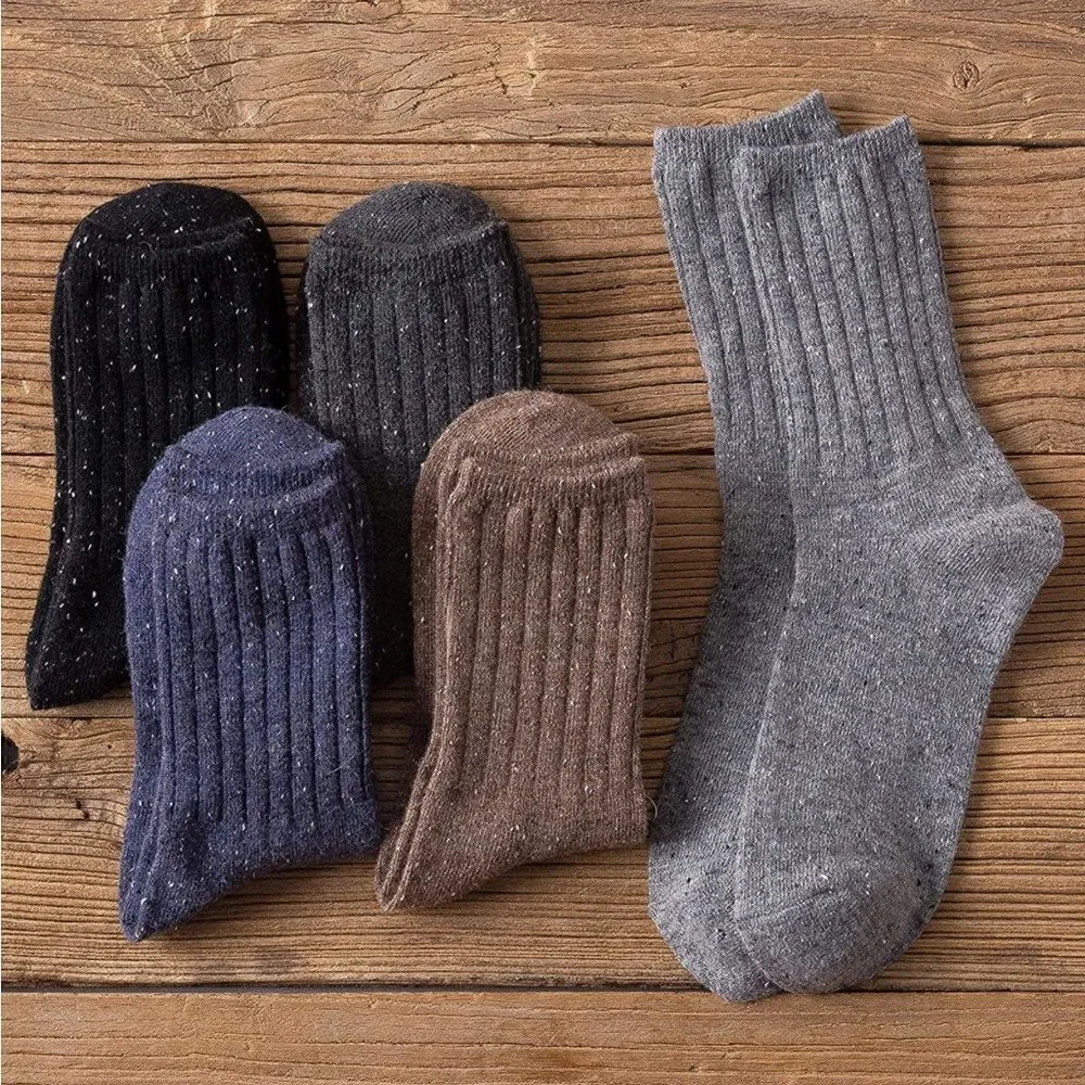 Speckled Ribbed Merino Wool Blend Socks